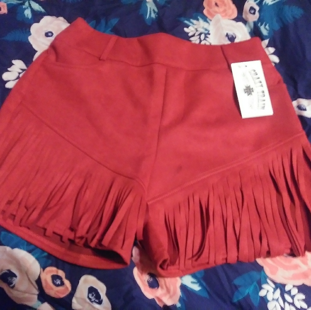 Crazy train fringe shorts